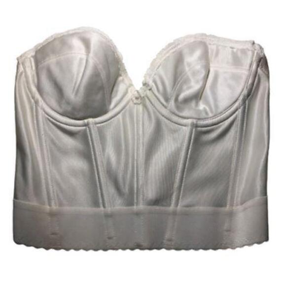 #2730-1 Delicates 36B Longline Boned Low Back White Bra 11935 - Picture 1 of 6